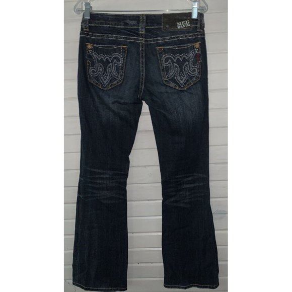 MEK DENIM Sz 27 Zanzibar Bootcut Dark Wash Selvedge Denim Jeans Distressed EUC - Picture 5 of 12